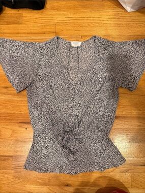 Sienna Sky Black & White Dotted Tie-Front Blouse